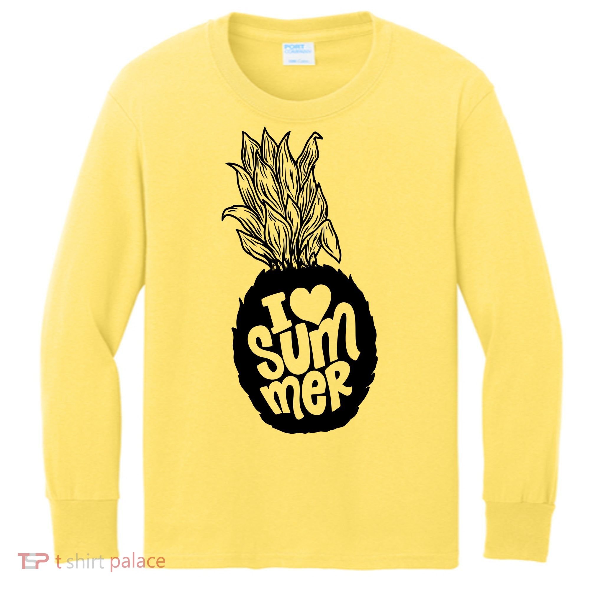 I Heart (Love) Summer Pineapple Kids Long Sleeve Shirt