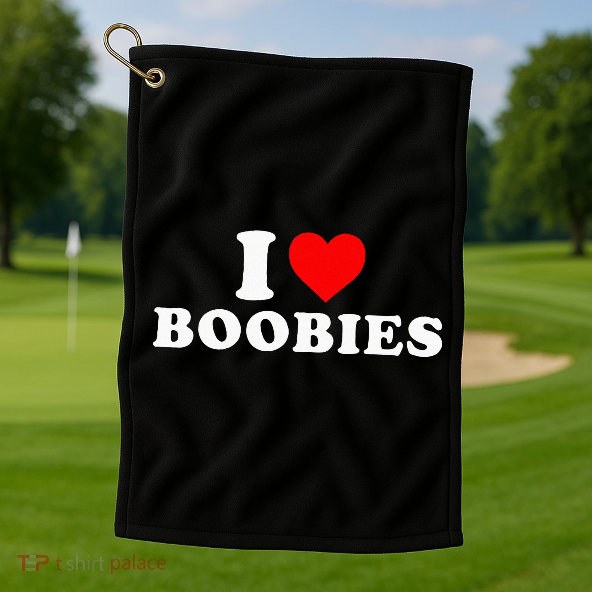 I Heart Love Boobies Golf Towel