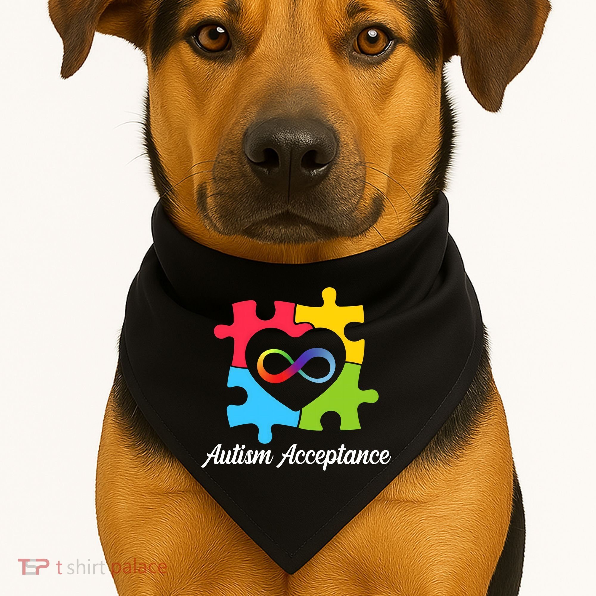Infinity Heart Love Autism Awareness Acceptance USA-Made Doggie Bandana