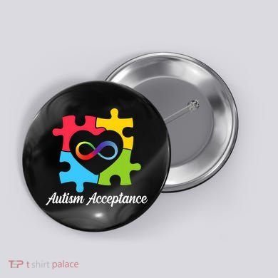 Infinity Heart Love Autism Awareness Acceptance Button