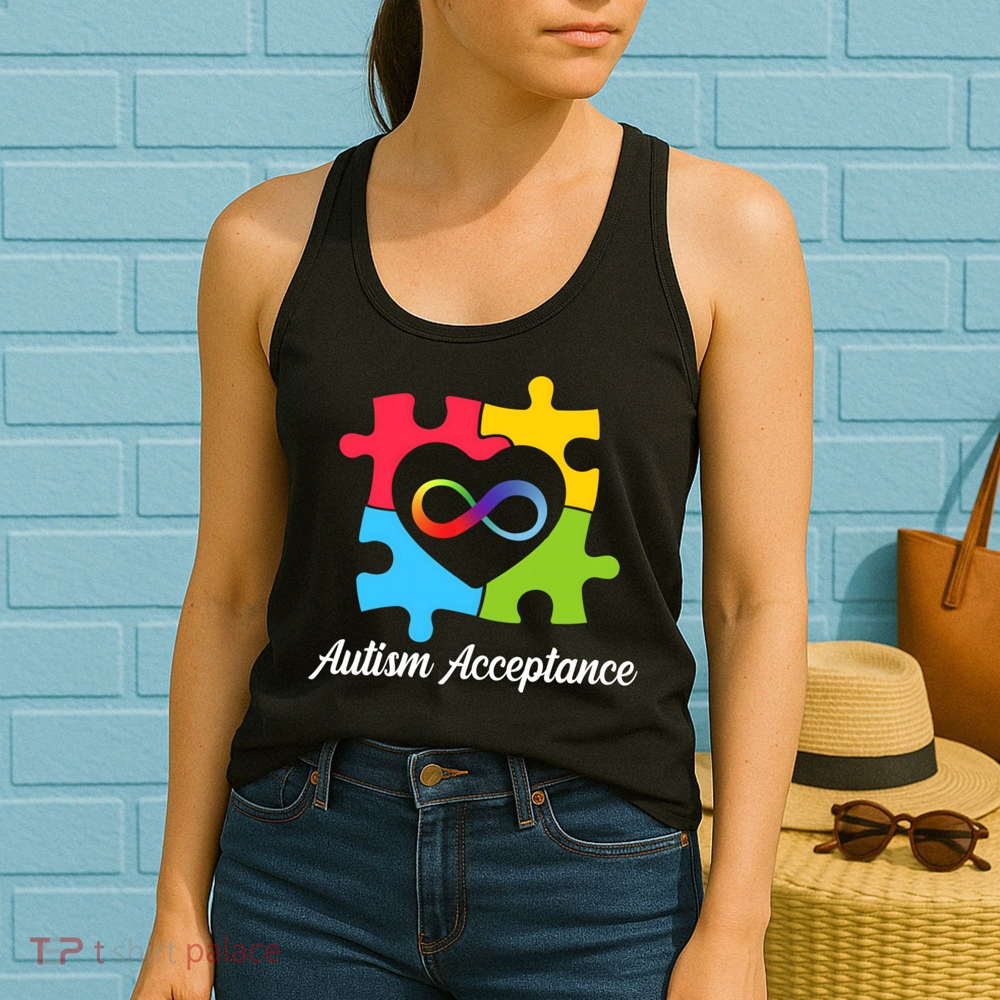 Infinity Heart Love Autism Awareness Acceptance Women's Tank Top