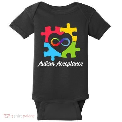 Infinity Heart Love Autism Awareness Acceptance Baby Bodysuit