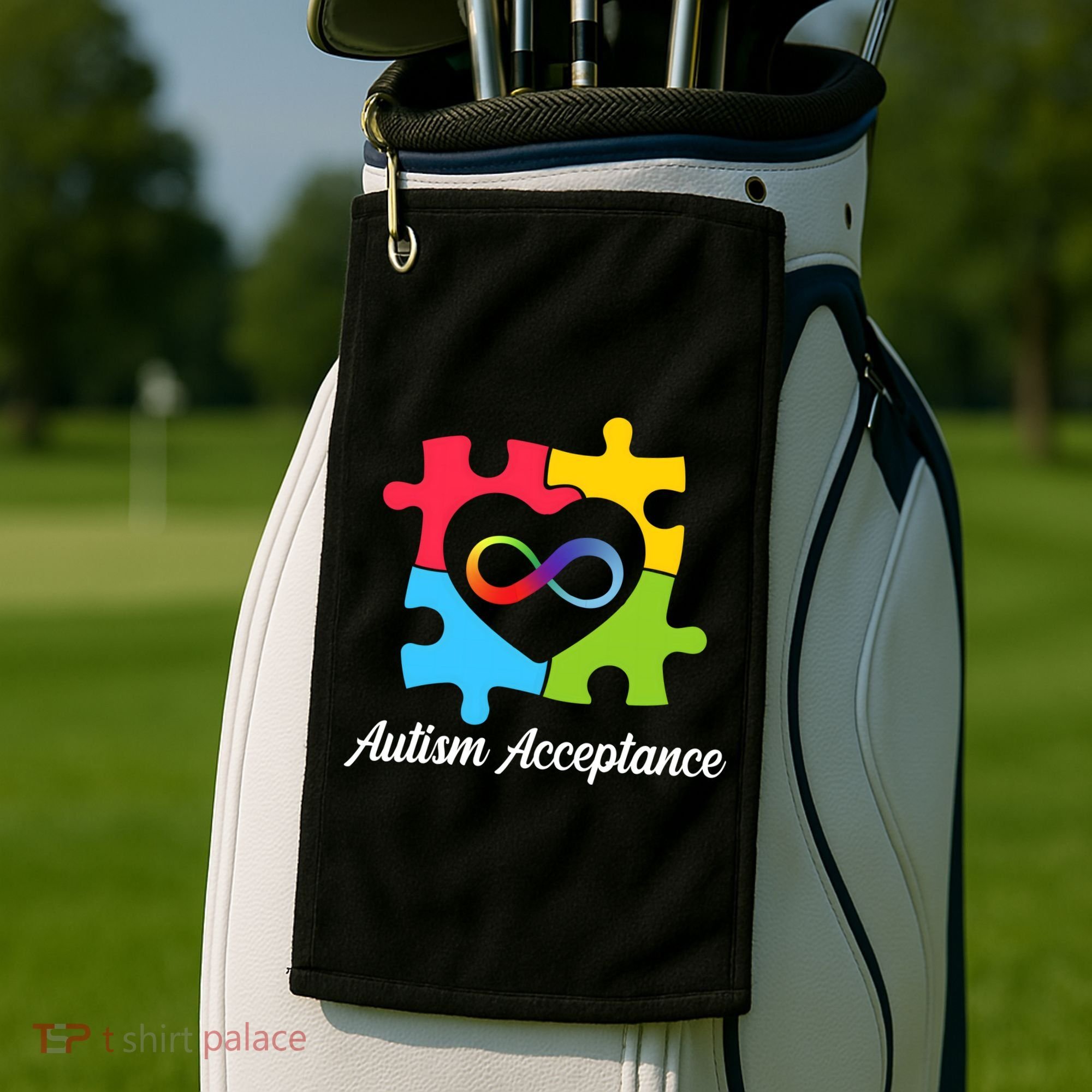 Infinity Heart Love Autism Awareness Acceptance Golf Towel
