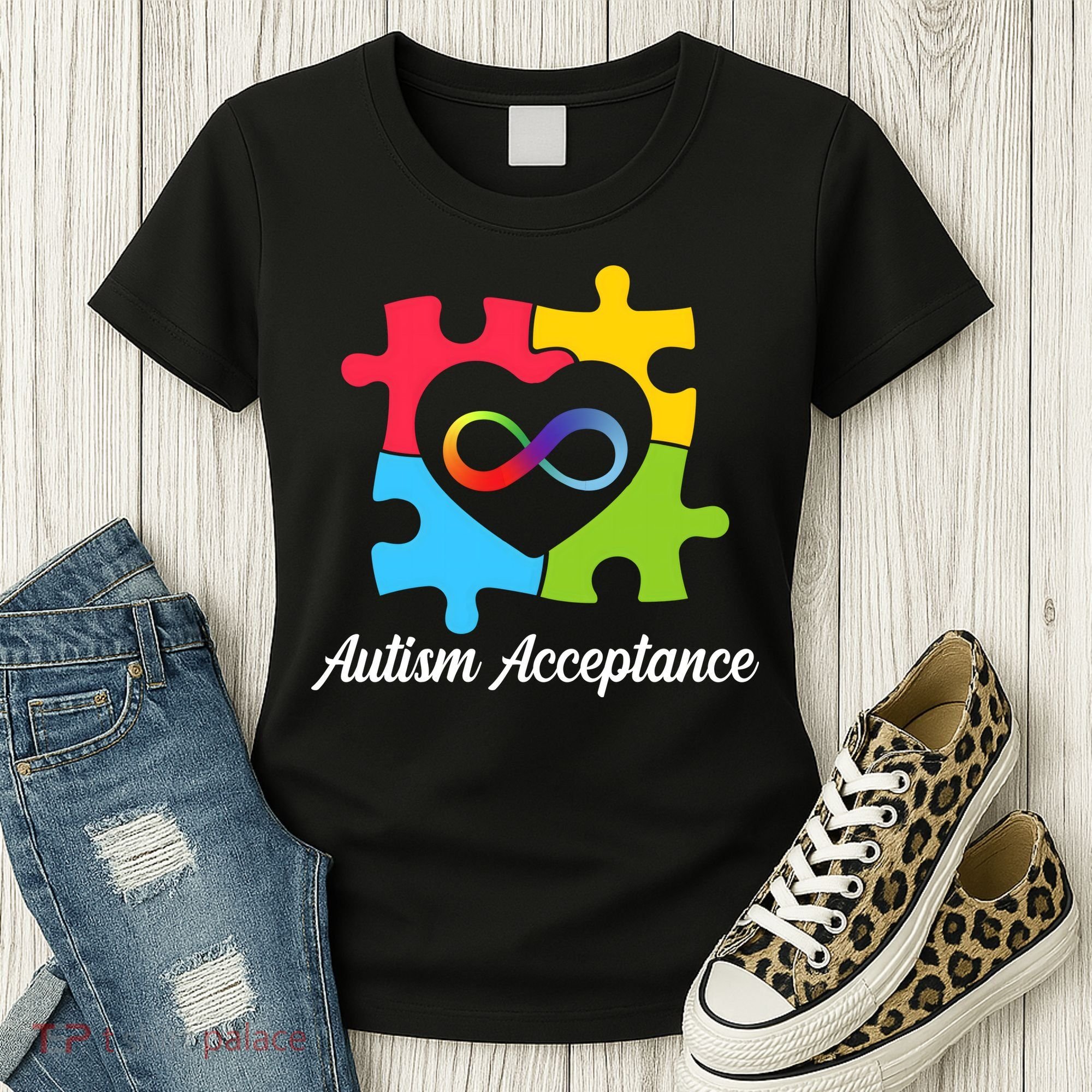 Infinity Heart Love Autism Awareness Acceptance Women's T-Shirt