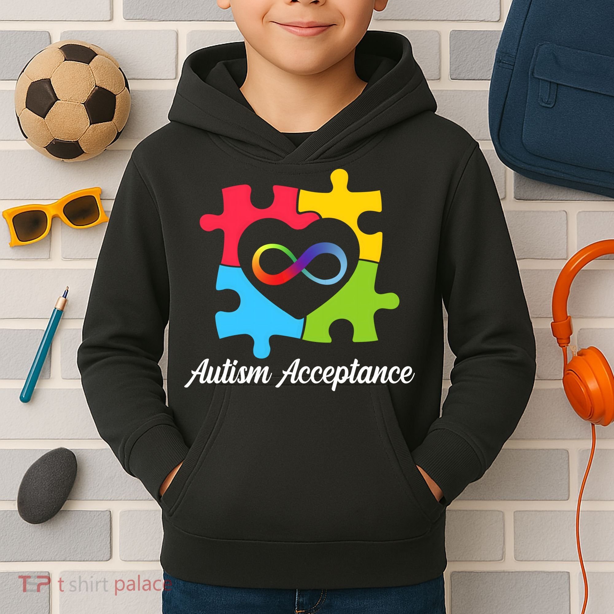 Infinity Heart Love Autism Awareness Acceptance Kids Hoodie