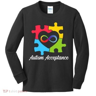 Infinity Heart Love Autism Awareness Acceptance Kids Long Sleeve Shirt