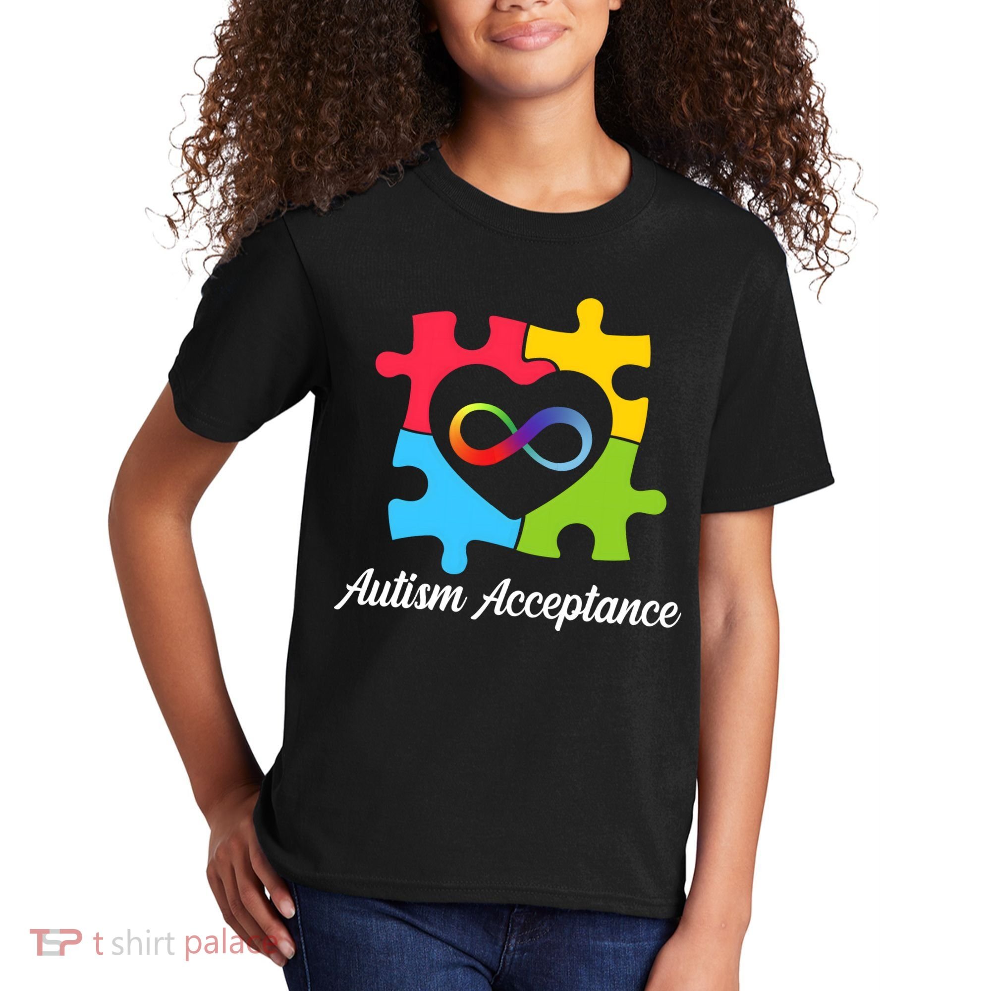 Infinity Heart Love Autism Awareness Acceptance Kids T-Shirt