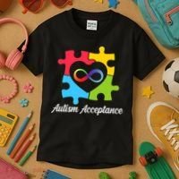 Infinity Heart Love Autism Awareness Acceptance Kids T-Shirt thumb 3