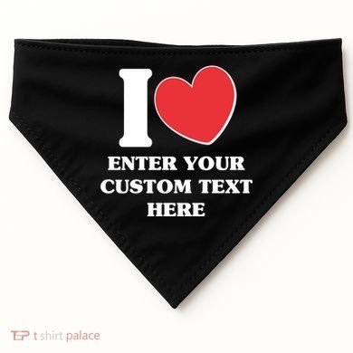 I Heart Love Custom Text Personalize USA-Made Doggie Bandana
