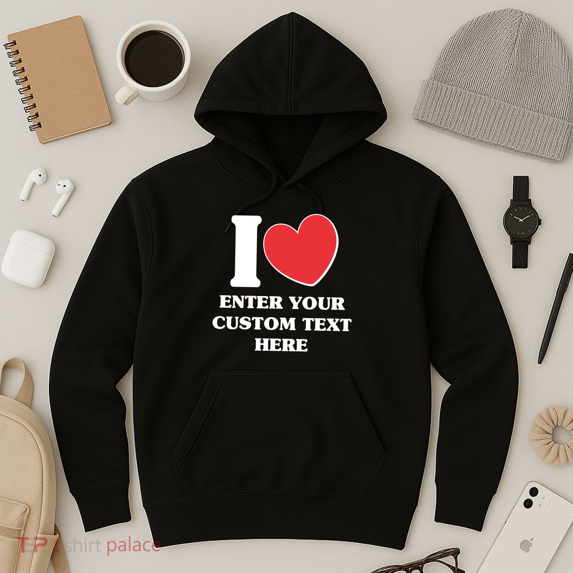 I Heart Love Custom Text Personalize Hoodie