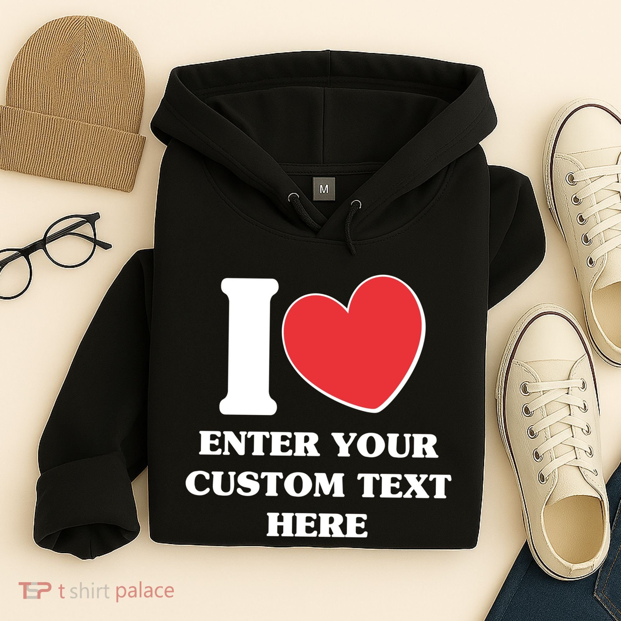 I Heart Love Custom Text Personalize Hoodie