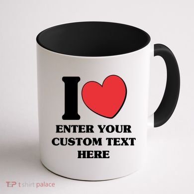 I Heart Love Custom Text Personalize Coffee Mug back