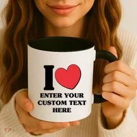 I Heart Love Custom Text Personalize Coffee Mug thumb 3