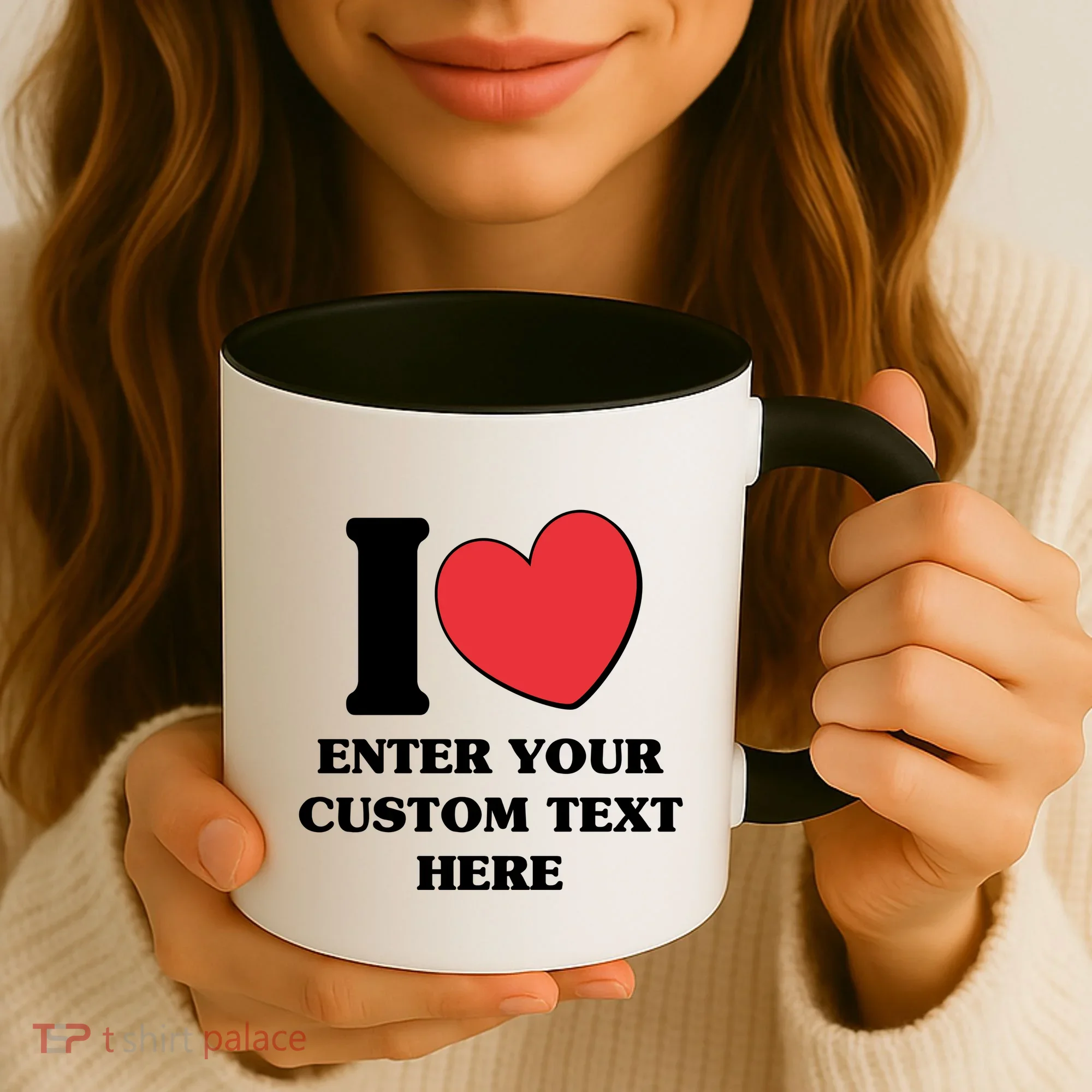 I Heart Love Custom Text Personalize Coffee Mug