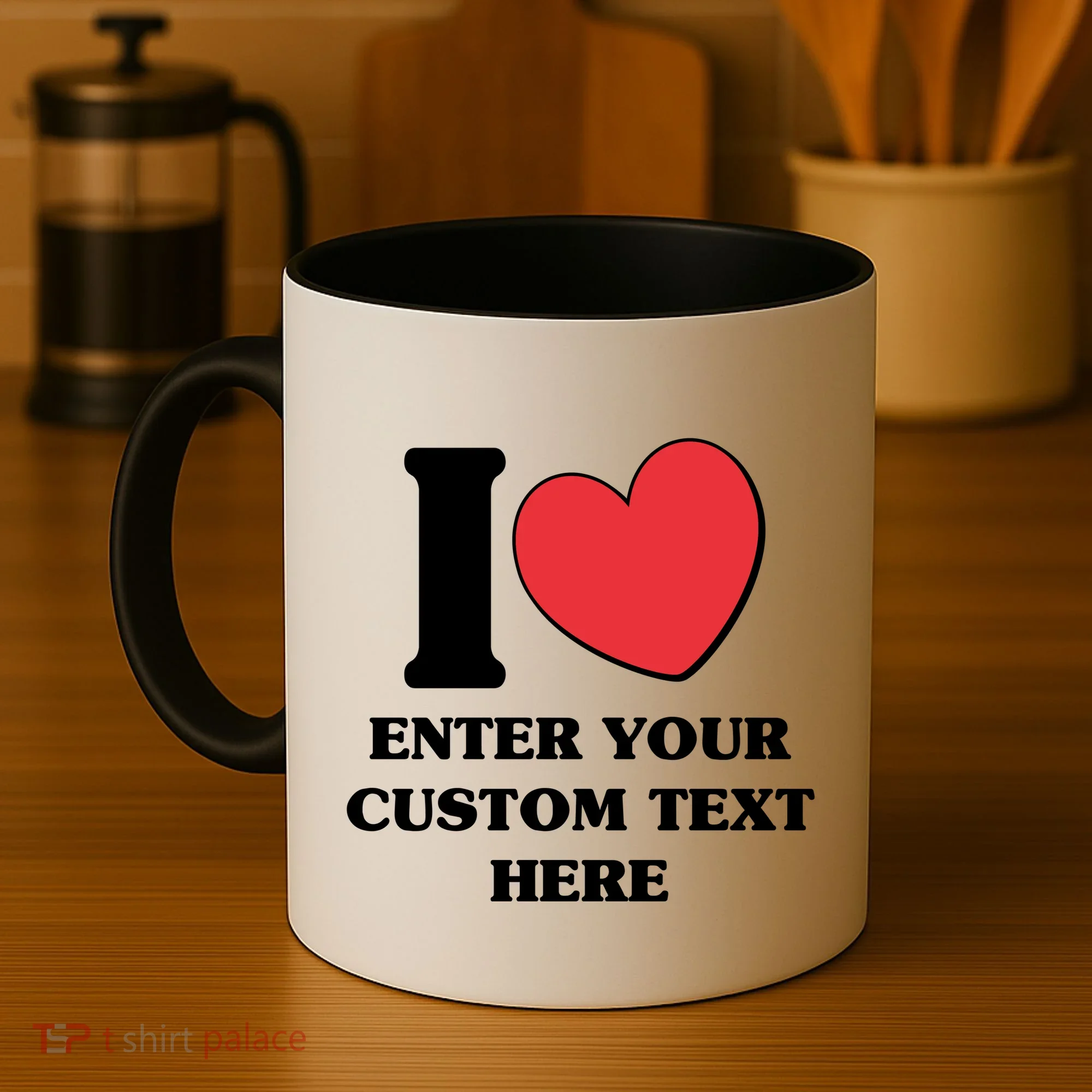 I Heart Love Custom Text Personalize Coffee Mug