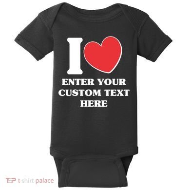 I Heart Love Custom Text Personalize Baby Bodysuit