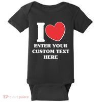 I Heart Love Custom Text Personalize Baby Bodysuit thumb 0