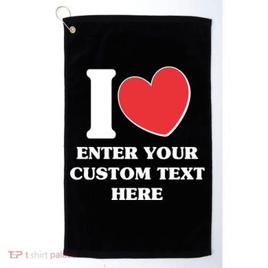 I Heart Love Custom Text Personalize Golf Towel