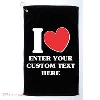 I Heart Love Custom Text Personalize Golf Towel thumb 0