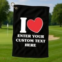 I Heart Love Custom Text Personalize Golf Towel thumb 1