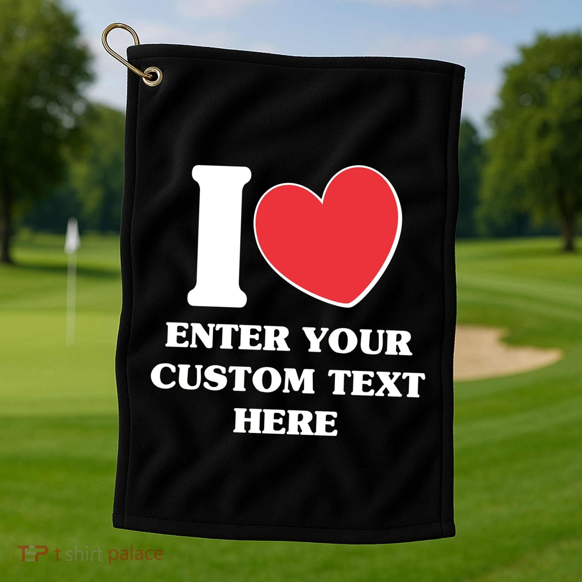 I Heart Love Custom Text Personalize Golf Towel