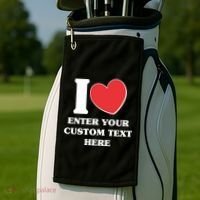 I Heart Love Custom Text Personalize Golf Towel thumb 2