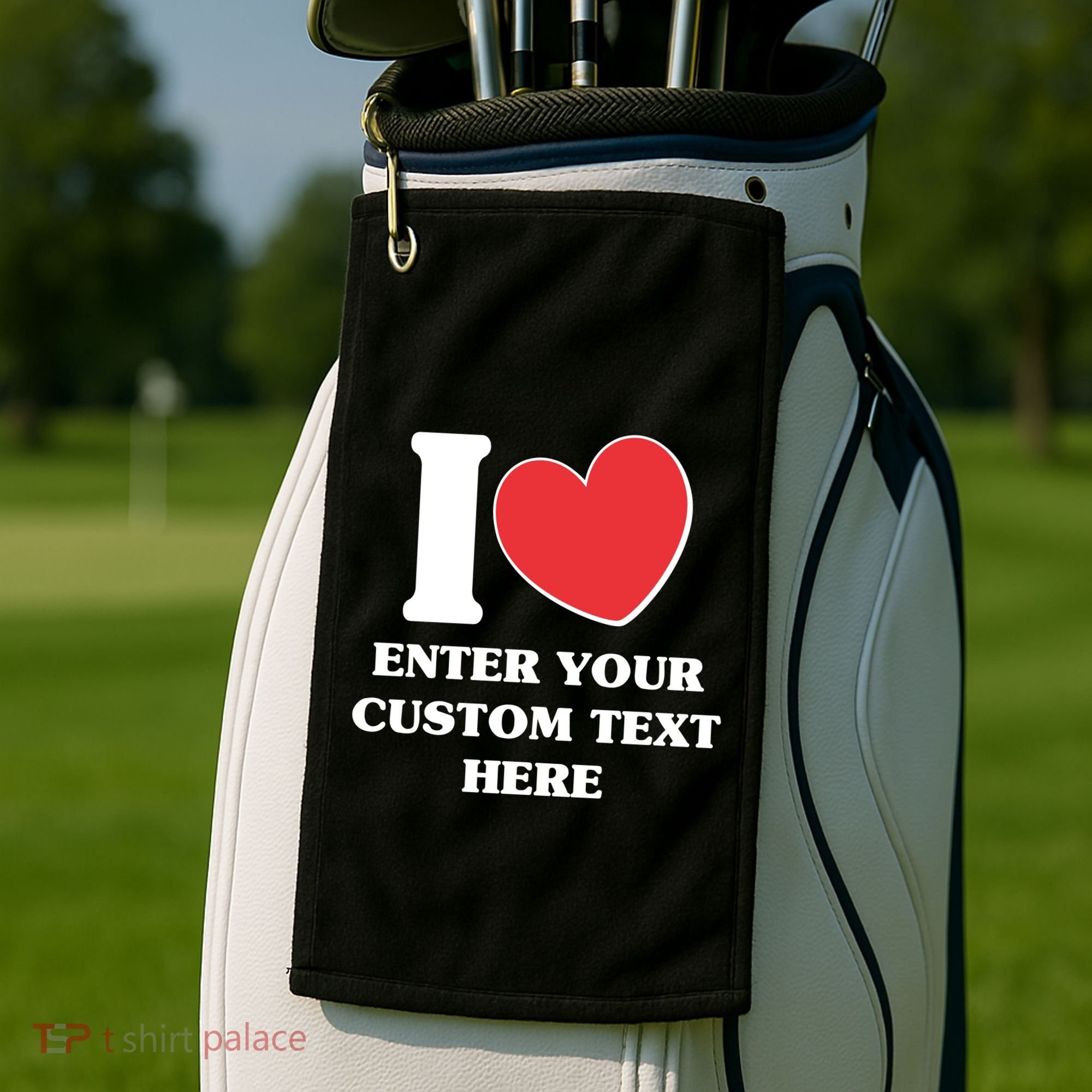 I Heart Love Custom Text Personalize Golf Towel