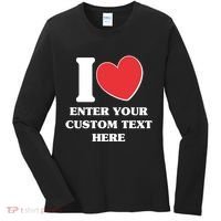 I Heart Love Custom Text Personalize Women's Long Sleeve Shirt thumb 0