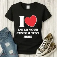 I Heart Love Custom Text Personalize Women's T-Shirt thumb 3