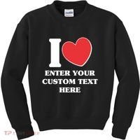 I Heart Love Custom Text Personalize Kids Sweatshirt thumb 0