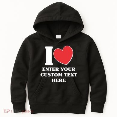 I Heart Love Custom Text Personalize Kids Hoodie