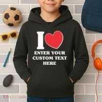 I Heart Love Custom Text Personalize Kids Hoodie thumb 2