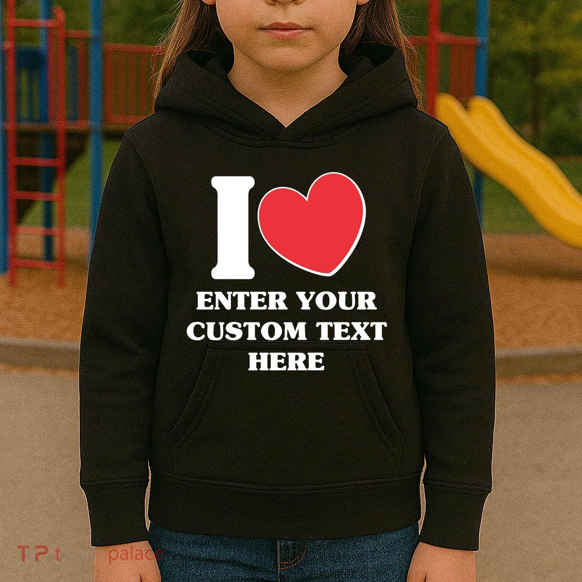 I Heart Love Custom Text Personalize Kids Hoodie
