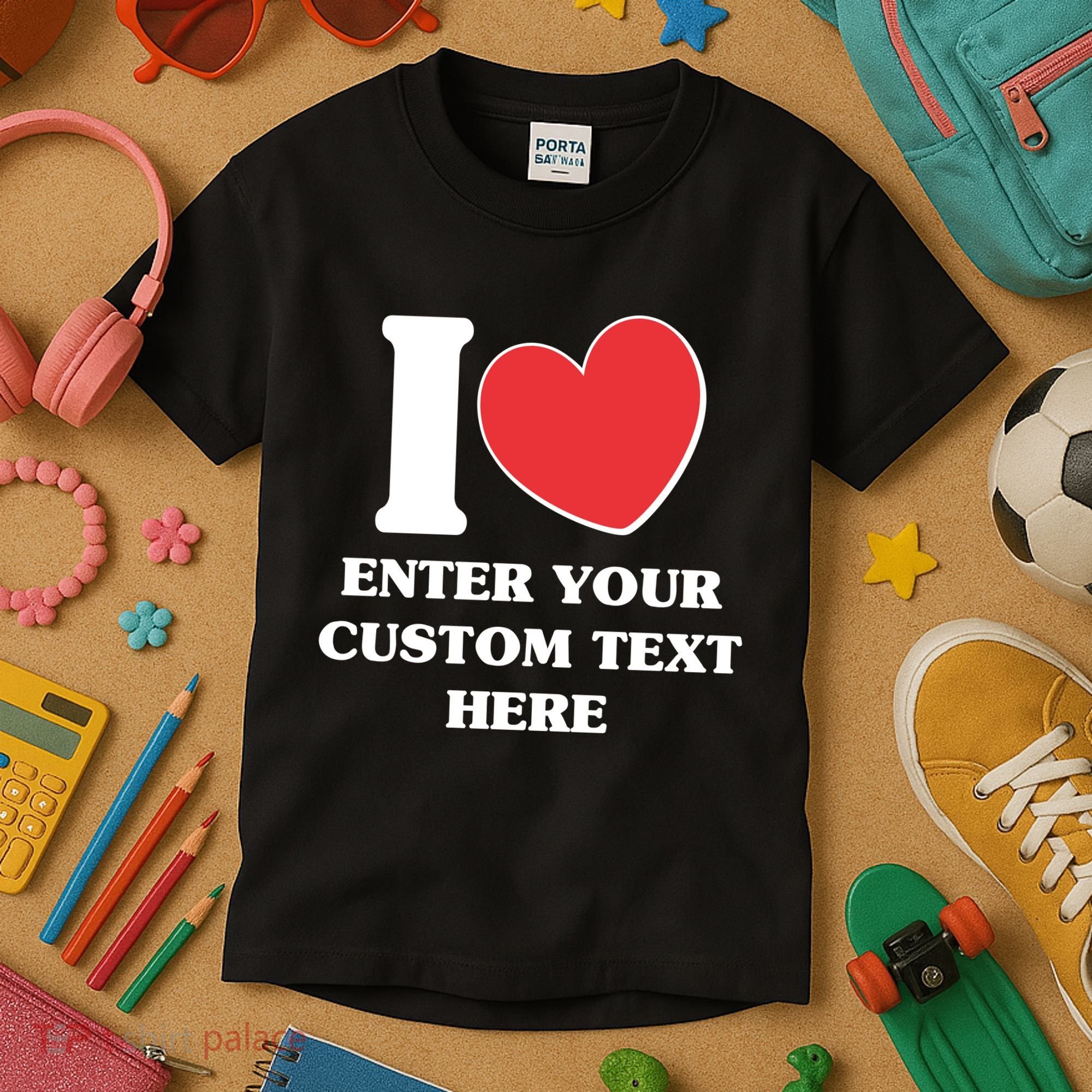 I Heart Love Custom Text Personalize Kids T-Shirt