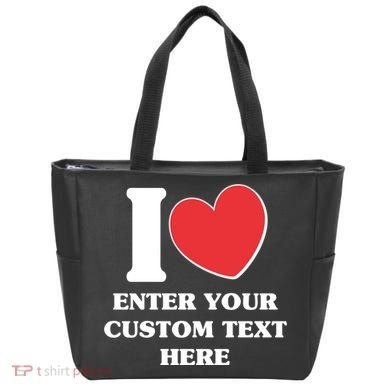 I Heart Love Custom Text Personalize Tote Bag