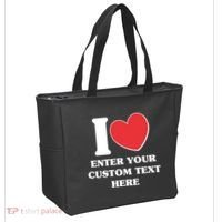 I Heart Love Custom Text Personalize Tote Bag thumb 2
