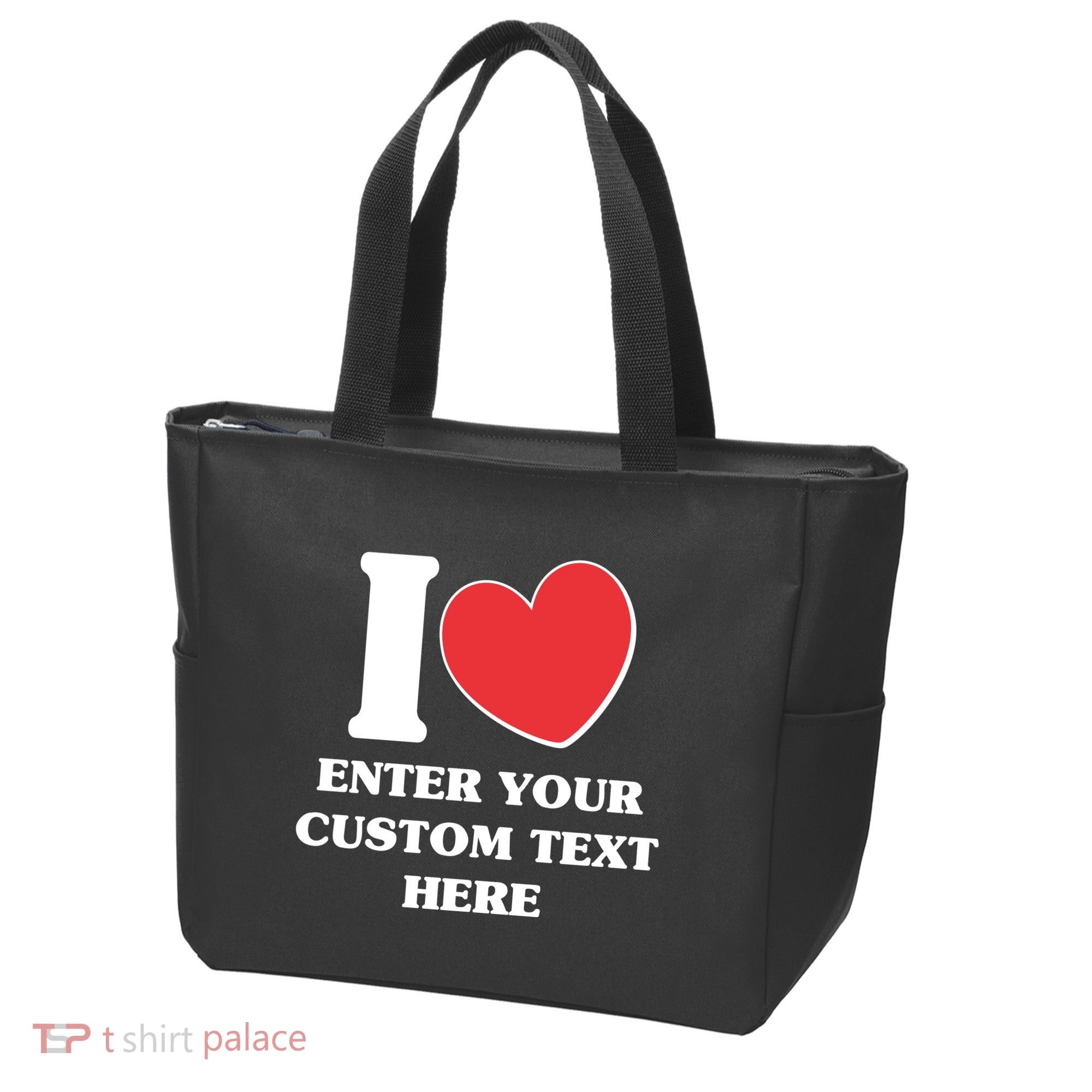 I Heart Love Custom Text Personalize Tote Bag
