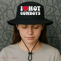 I Heart Love Hot Cowboys Bucket Hat thumb 3