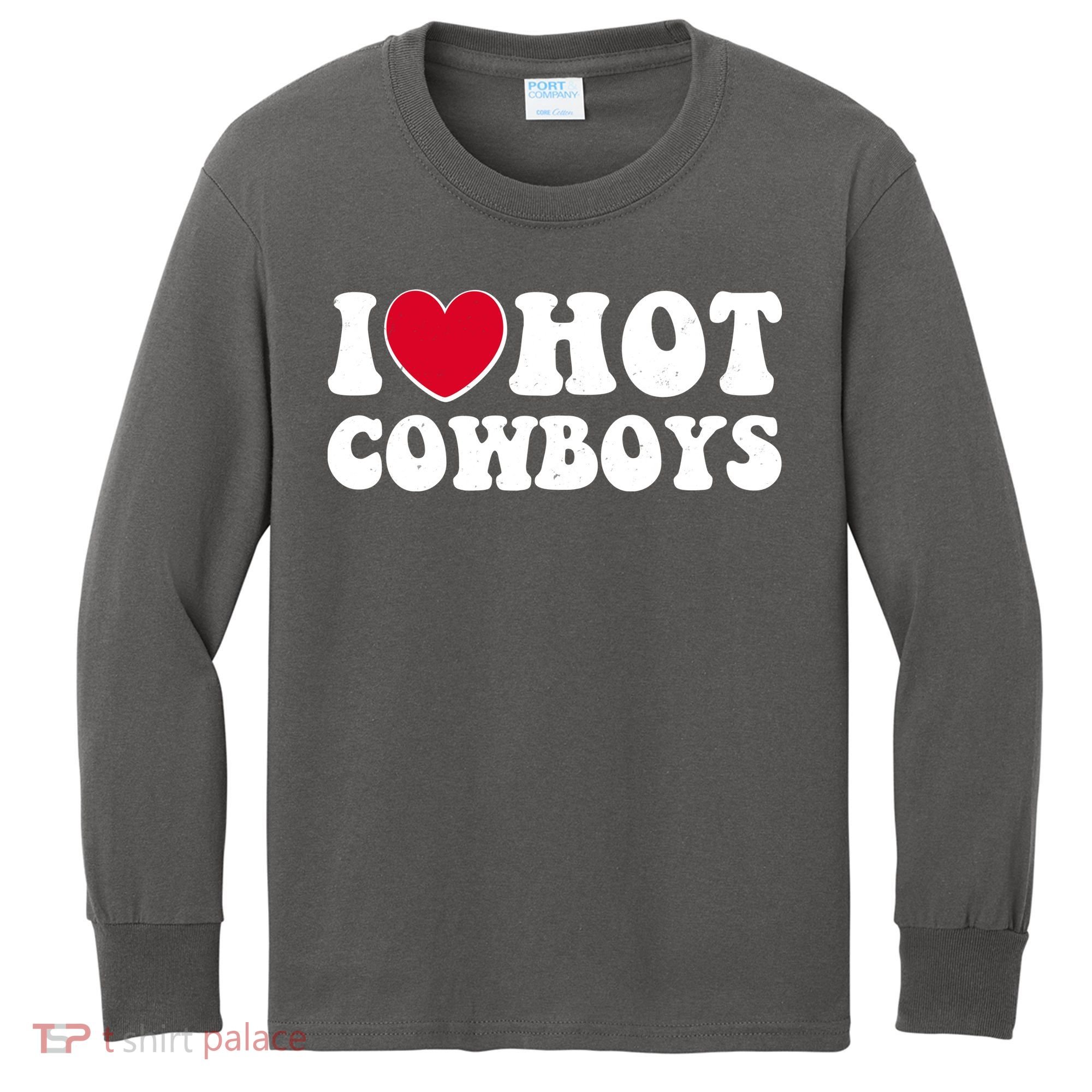 I Heart Love Hot Cowboys Kids Long Sleeve Shirt