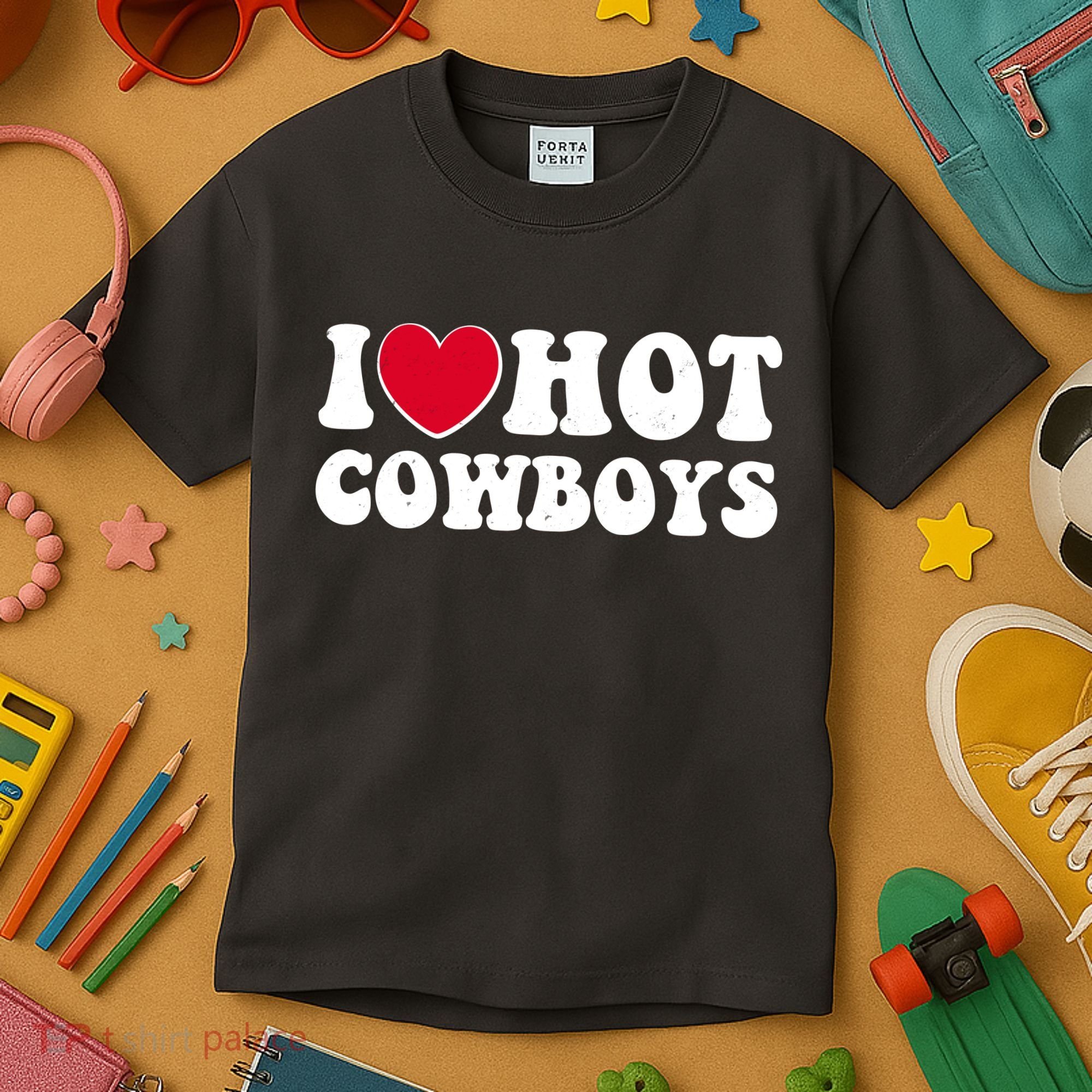 I Heart Love Hot Cowboys Kids T-Shirt