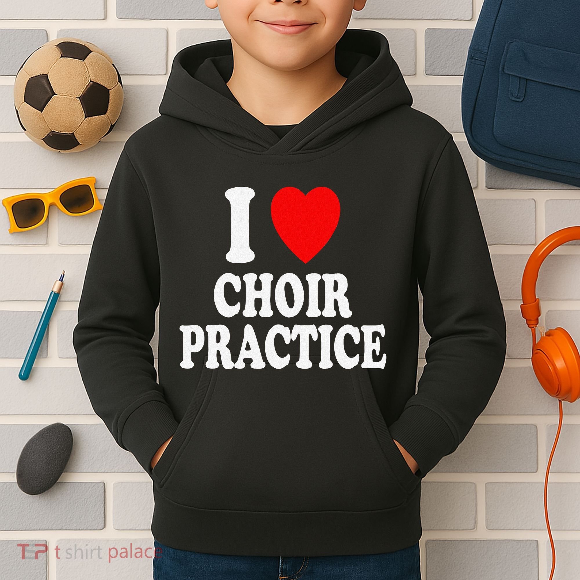 I Heart (Love) Choir Practice Singing Chorus Kids Hoodie
