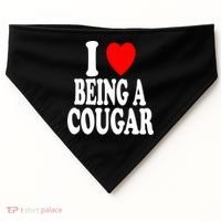 I Heart (Love) Being A Cougar Hot Older Gift USA-Made Doggie Bandana thumb 0