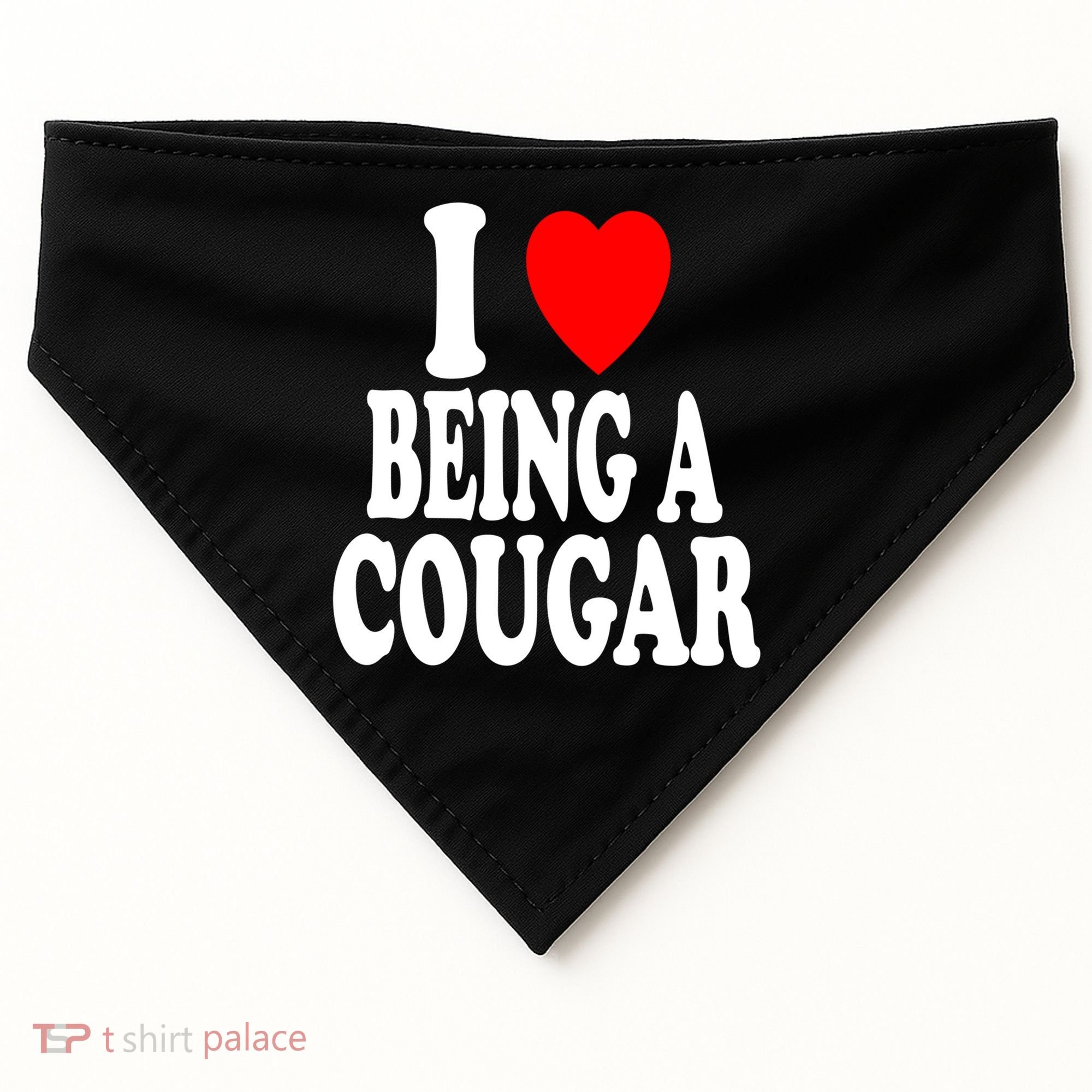 I Heart (Love) Being A Cougar Hot Older Gift USA-Made Doggie Bandana