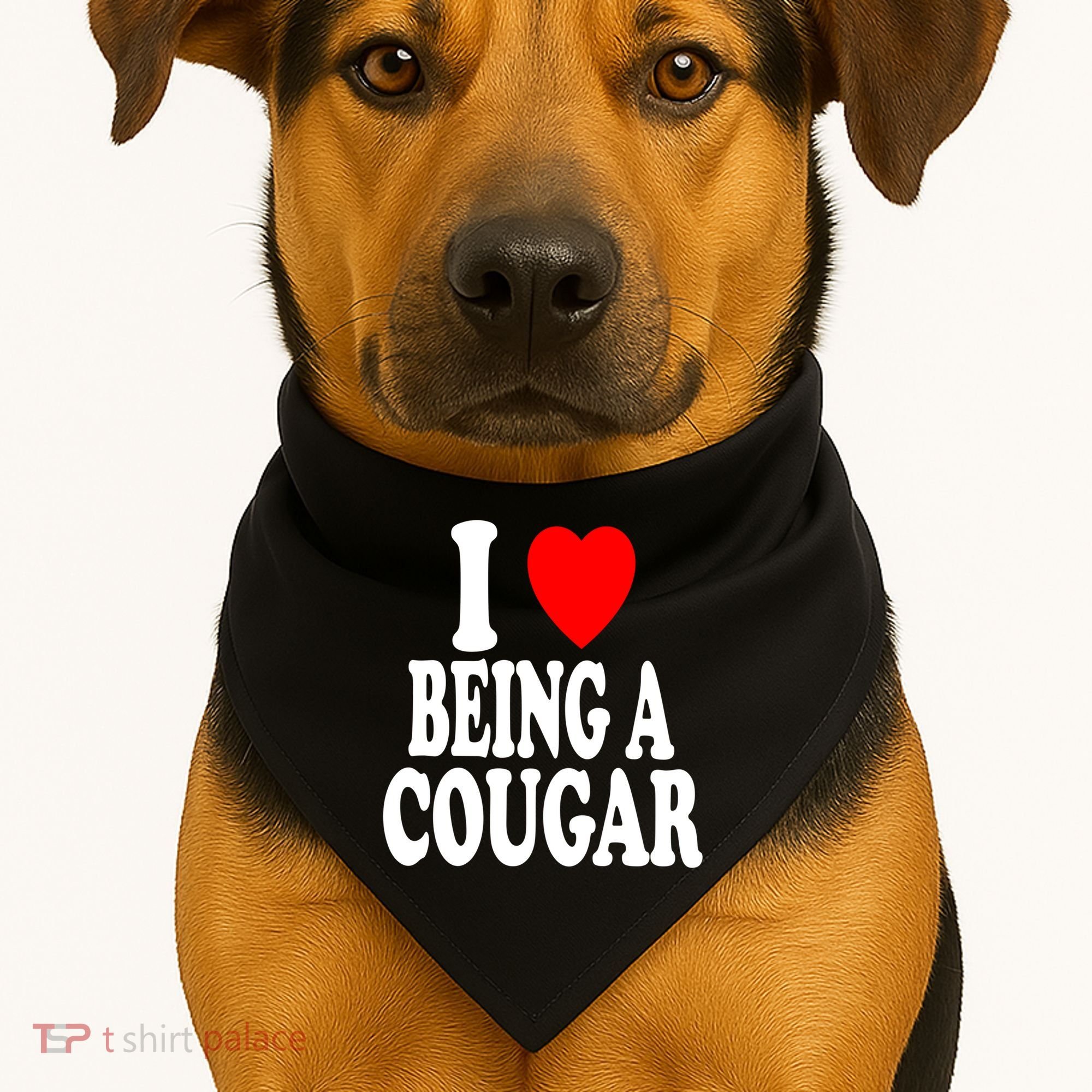I Heart (Love) Being A Cougar Hot Older Gift USA-Made Doggie Bandana