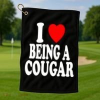 I Heart (Love) Being A Cougar Hot Older Gift Golf Towel thumb 1