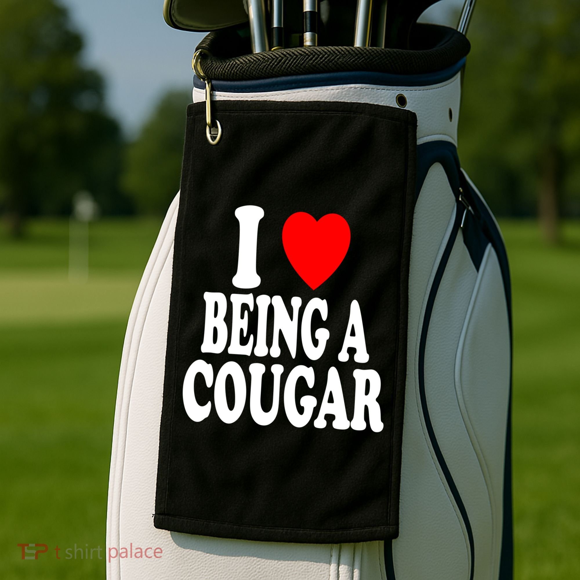 I Heart (Love) Being A Cougar Hot Older Gift Golf Towel
