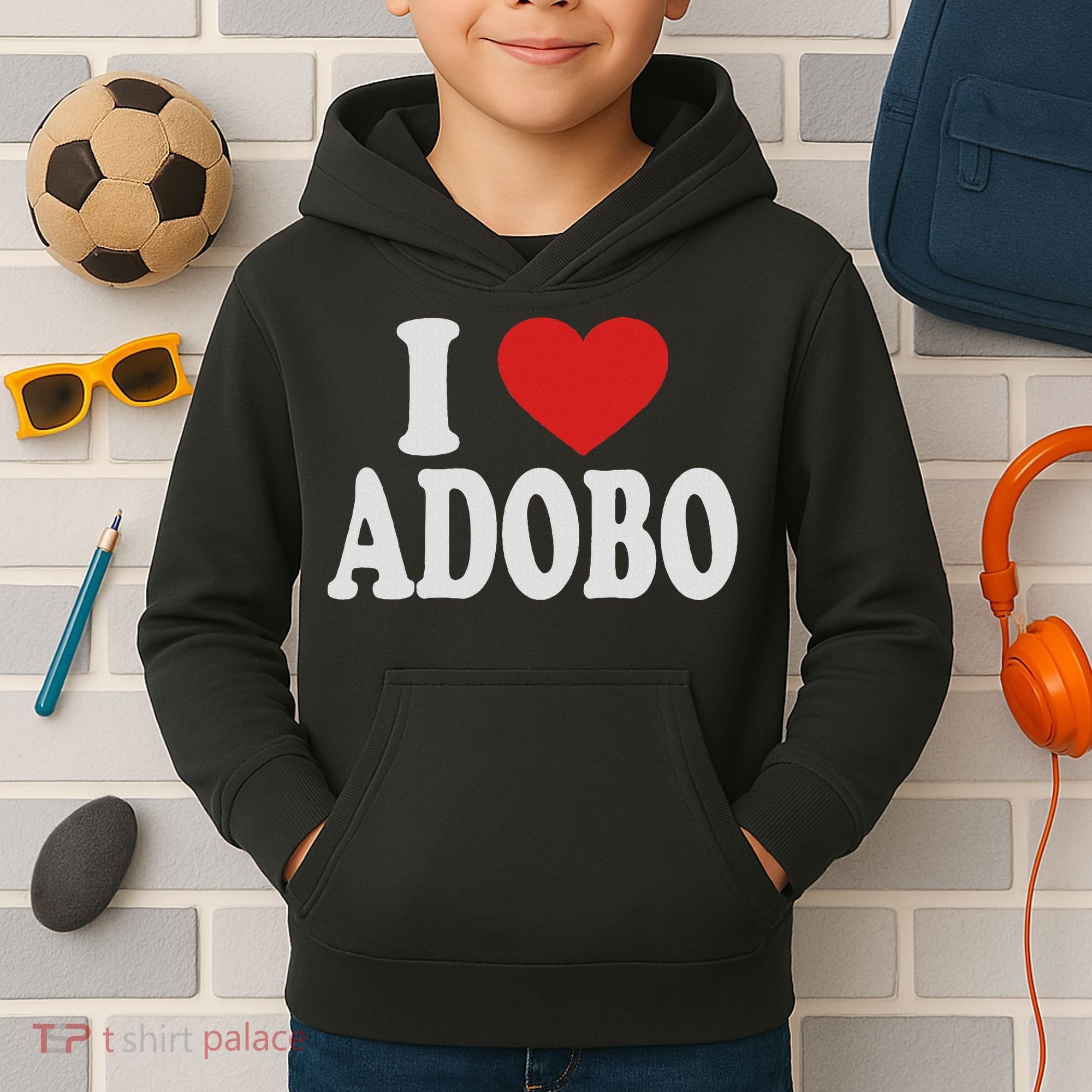 I Heart Love Adobo Kids Hoodie