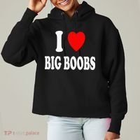 I Heart (Love) Big Boobs Ladies Heavyweight Boxy Pullover Hoodie thumb 0