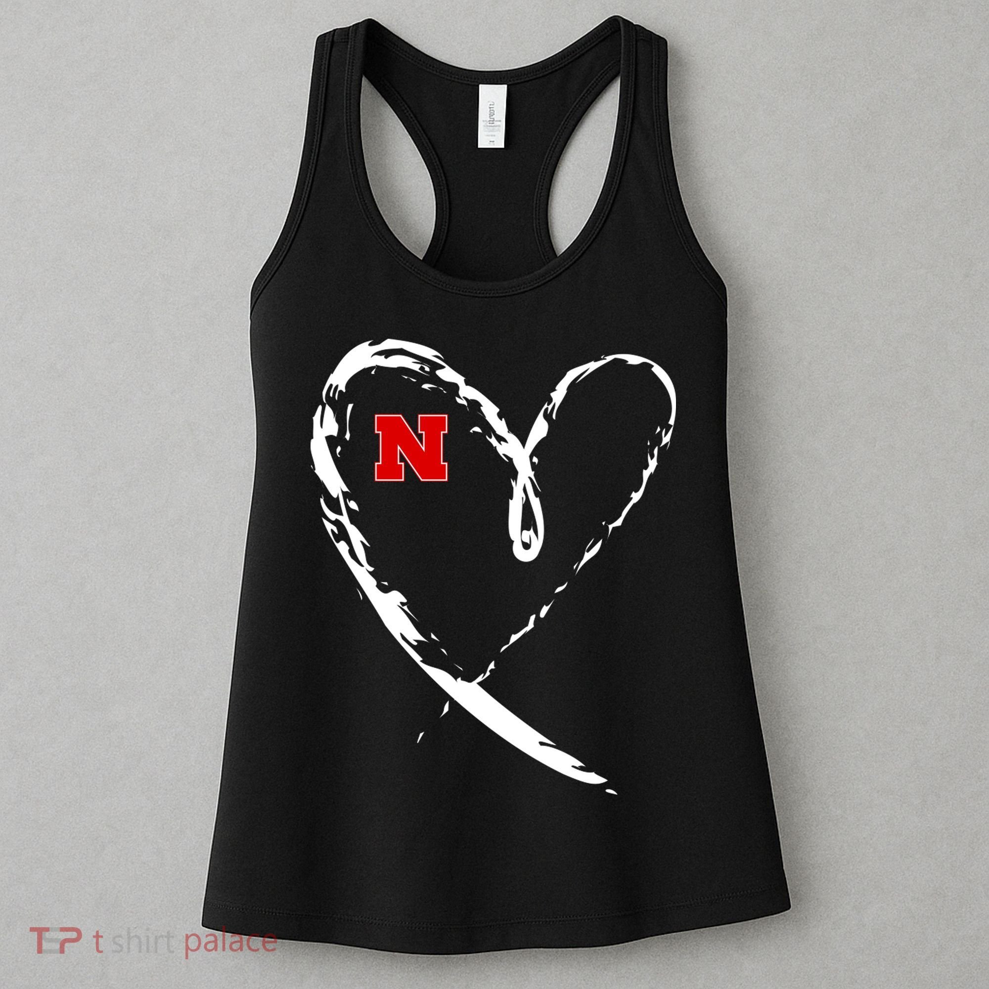 I Heart Love Nebraska Football Women's Tank Top