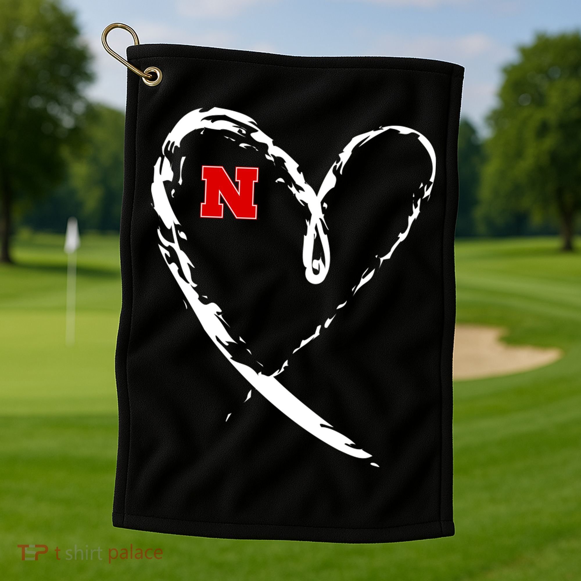 I Heart Love Nebraska Football Golf Towel